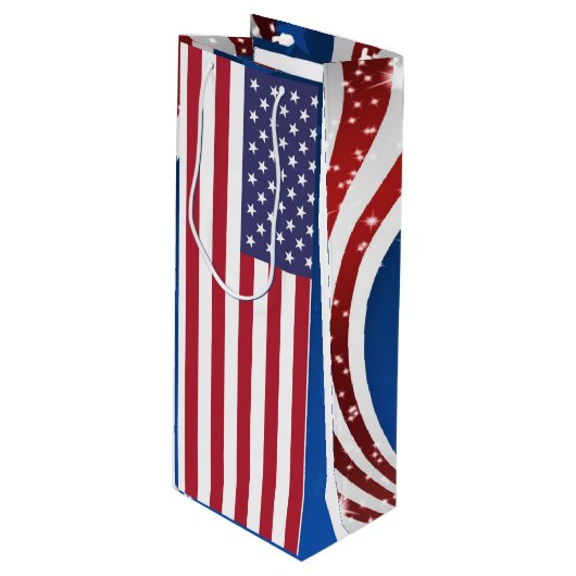 愛国的なアメリカ国旗のスターとストライプ ワインギフトバッグ (正面アングル)