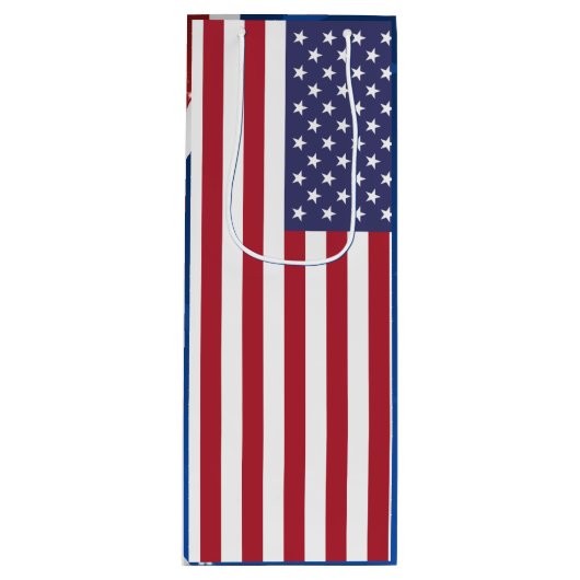 愛国的なアメリカ国旗のスターとストライプ ワインギフトバッグ (正面)