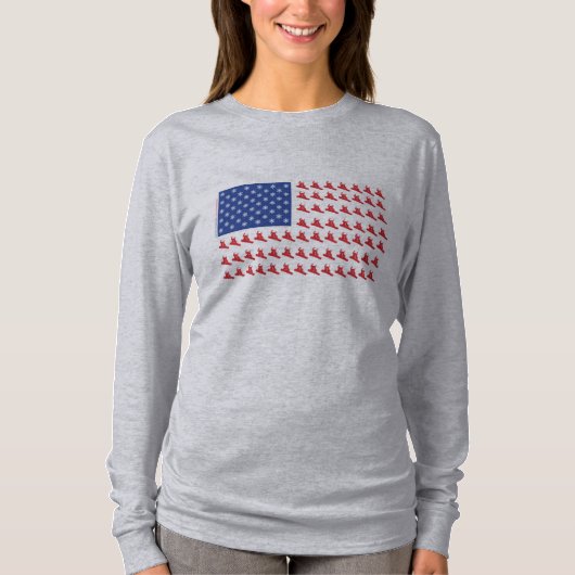 愛国的なアメリカ国旗のスノーボーダー Tシャツ (正面)