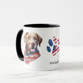 愛国的なアメリカ国旗のチョコレートラブラドールレトリバー マグカップ (正面左)