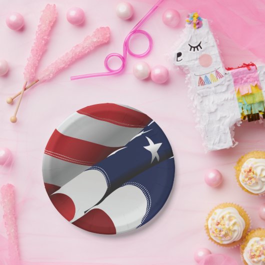 愛国的なアメリカ国旗のデザインスターとストライプ ペーパープレート (パーティー)