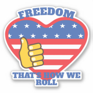 愛国的なアメリカ国旗のハートが自由を奪う シール