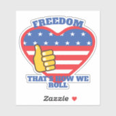 愛国的なアメリカ国旗のハートが自由を奪う シール (シート)