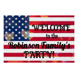 愛国的なアメリカ国旗のハートとカリグラフィー文字 ポスター