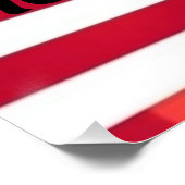 愛国的なアメリカ国旗のハートとカリグラフィー文字 ポスター (コーナー)