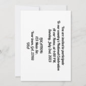 愛国的なアメリカ国旗のハートと書道文字 招待状 (裏面)