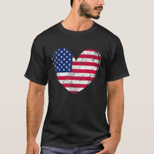 愛国的なアメリカ国旗のハート独立記念日4日 Tシャツ