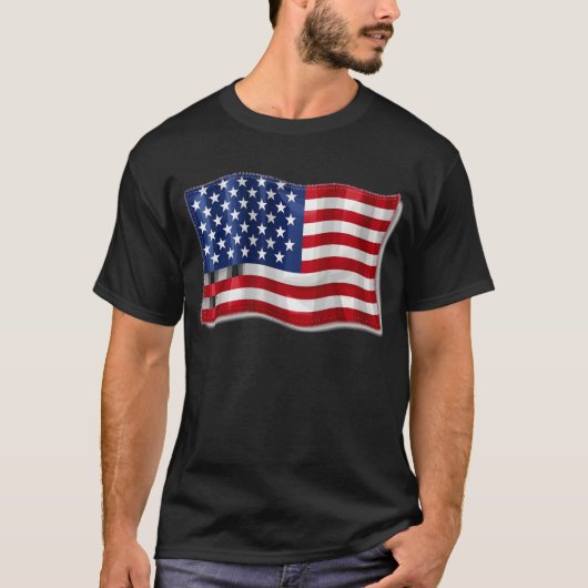 愛国的なアメリカ国旗のパッチ Tシャツ (正面)