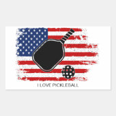 愛国的なアメリカ国旗のパーソナライズされたピックボール 長方形シール (正面)