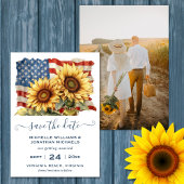 愛国的なアメリカ国旗のヒマワリ結婚の写真 セーブザデート