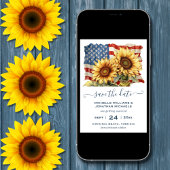 愛国的なアメリカ国旗のヒマワリ結婚の写真 セーブザデート