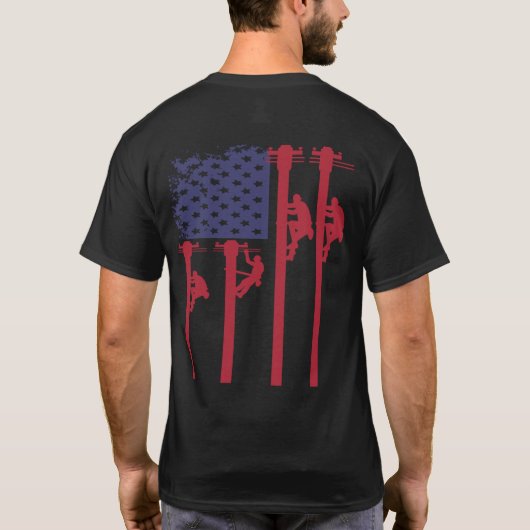 愛国的なアメリカ国旗のラインマン Tシャツ (裏面)