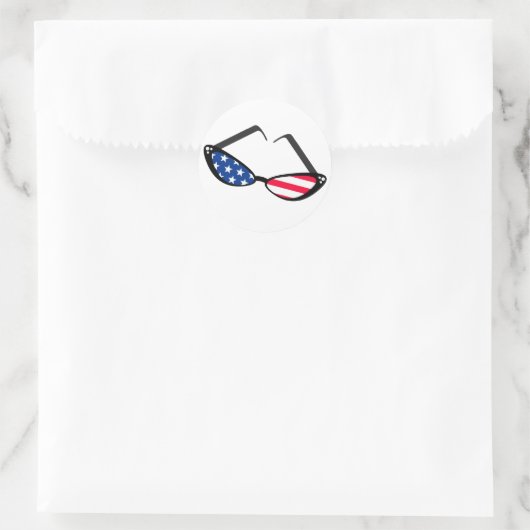 愛国的なアメリカ国旗のレトロキャットアイサングラス ラウンドシール (バッグ)