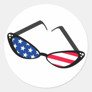 愛国的なアメリカ国旗のレトロキャットアイサングラス ラウンドシール
