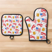 愛国的なアメリカ国旗のロブスタービーズスター 鍋つかみ&鍋敷きセット