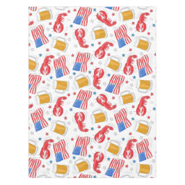 愛国的なアメリカ国旗のロブスタービールスター テーブルクロス