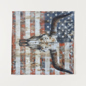 愛国的なアメリカ国旗のロングホーンスカルタペストリー タペストリー (正面(横))