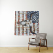 愛国的なアメリカ国旗のロングホーンスカルタペストリー タペストリー (インサイチュ(横))