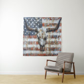 愛国的なアメリカ国旗のロングホーンスカルタペストリー タペストリー (インサイチュ)