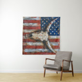 愛国的なアメリカ国旗のロングホーンスカル タペストリー (インサイチュ(横))