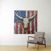 愛国的なアメリカ国旗のロングホーンスカル タペストリー (インサイチュ)