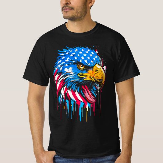 愛国的なアメリカ国旗のワシ Tシャツ (正面)