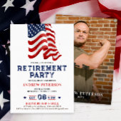 愛国的なアメリカ国旗の写真ポートレート引退パーティー 招待状