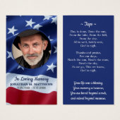 愛国的なアメリカ国旗の写真葬儀祈りの言葉カード (正面&裏面)