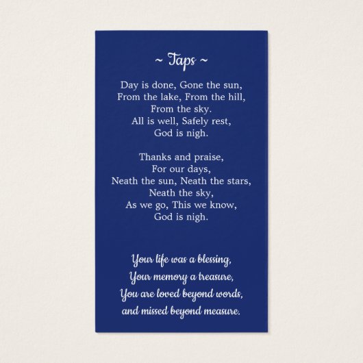 愛国的なアメリカ国旗の写真葬儀祈りの言葉カード (裏面)