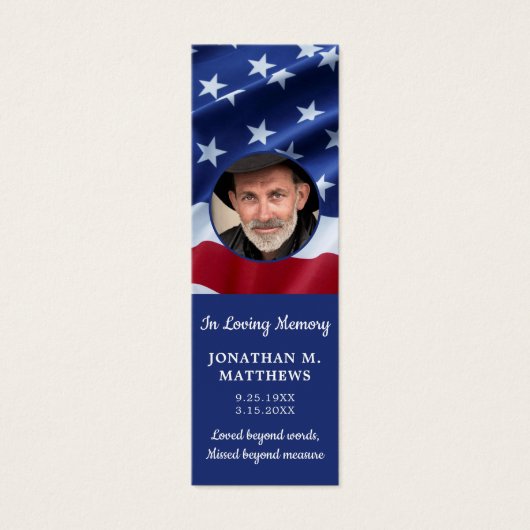 愛国的なアメリカ国旗の写真記念祈りの言葉ブックマーク (正面)