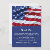 愛国的なアメリカ国旗の写真記念軍隊葬儀 サンキューカード (裏面)