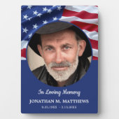 愛国的なアメリカ国旗の写真記念軍隊退役軍人 フォトプラーク (正面)