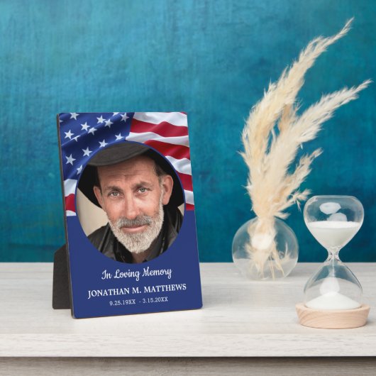 愛国的なアメリカ国旗の写真記念軍隊退役軍人 フォトプラーク (側面)