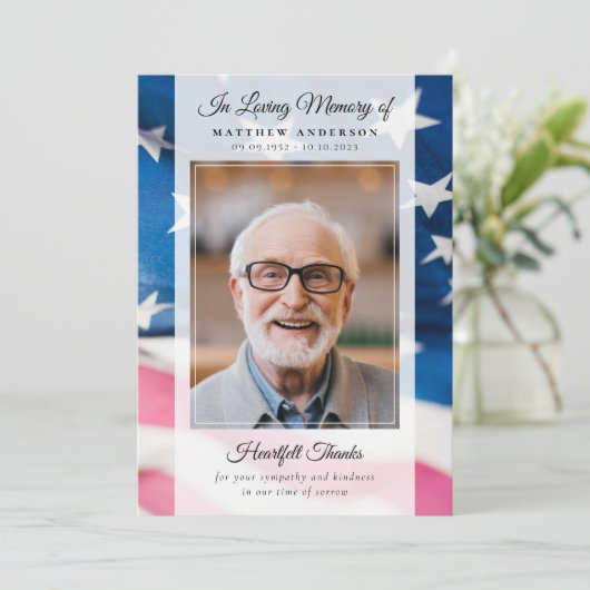 愛国的なアメリカ国旗の写真記念 サンキューカード (スタンド正面)