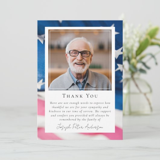 愛国的なアメリカ国旗の写真記念 サンキューカード (スタンド正面)