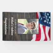 愛国的なアメリカ国旗の写真軍隊卒業 横断幕 (横)