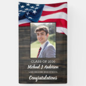 愛国的なアメリカ国旗の写真軍隊卒業 横断幕 (縦)
