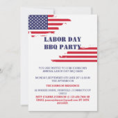 愛国的なアメリカ国旗の労働日BBQパーティー 招待状 (正面)