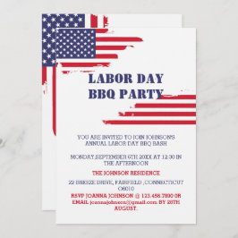 愛国的なアメリカ国旗の労働日BBQパーティー 招待状