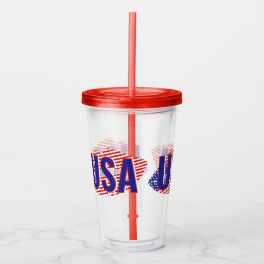 愛国的なアメリカ国旗の口紅キスアクリルタンブラー アクリルタンブラー (正面)