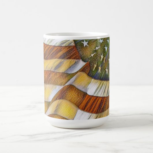 愛国的なアメリカ国旗の古代マグカップ コーヒーマグカップ (中央)