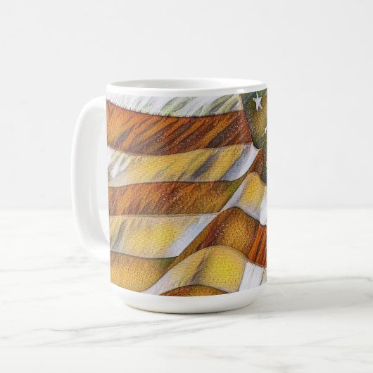 愛国的なアメリカ国旗の古代マグカップ コーヒーマグカップ (正面左)