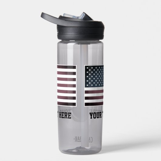 愛国的なアメリカ国旗の名前をカスタムする水びん ウォーターボトル (右面)