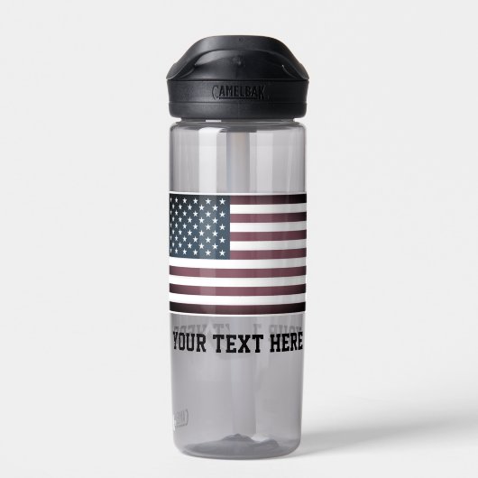 愛国的なアメリカ国旗の名前をカスタムする水びん ウォーターボトル (背面)