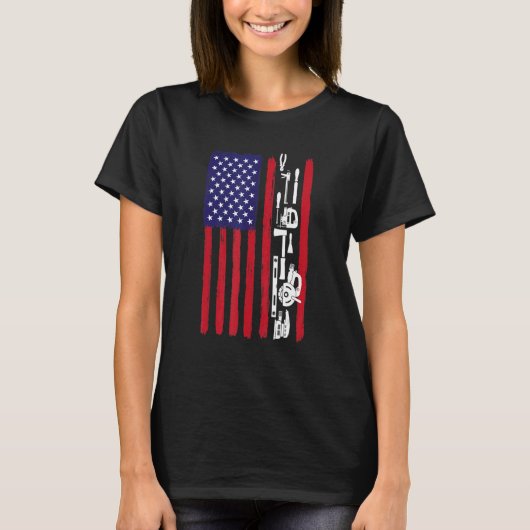 愛国的なアメリカ国旗の大工の木工大工 Tシャツ (正面)
