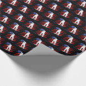 愛国的なアメリカ国旗の女性のスケートボード ラッピングペーパー (角)