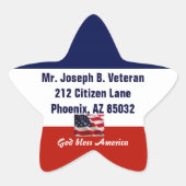 愛国的なアメリカ国旗の差出人住所 星シール (正面)