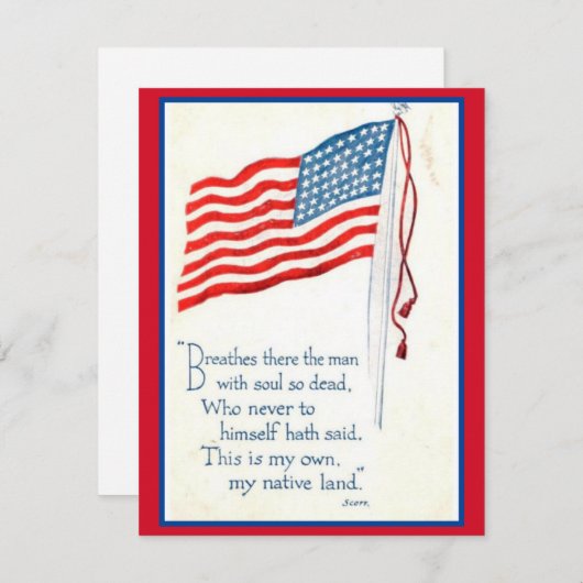 愛国的なアメリカ国旗の引用文 シーズンカード (正面/裏面)