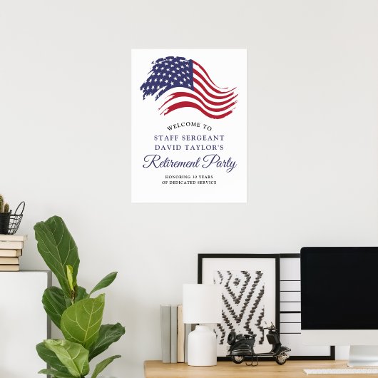 愛国的なアメリカ国旗の引退パーティーへようこそ ポスター (ホームオフィス)