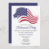 愛国的なアメリカ国旗の引退パーティー 招待状 (正面/裏面)